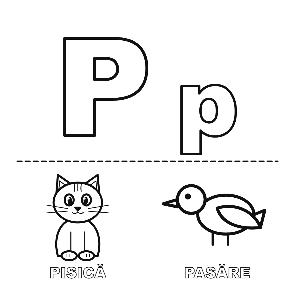 Litera P de la Pisică și Pasăre