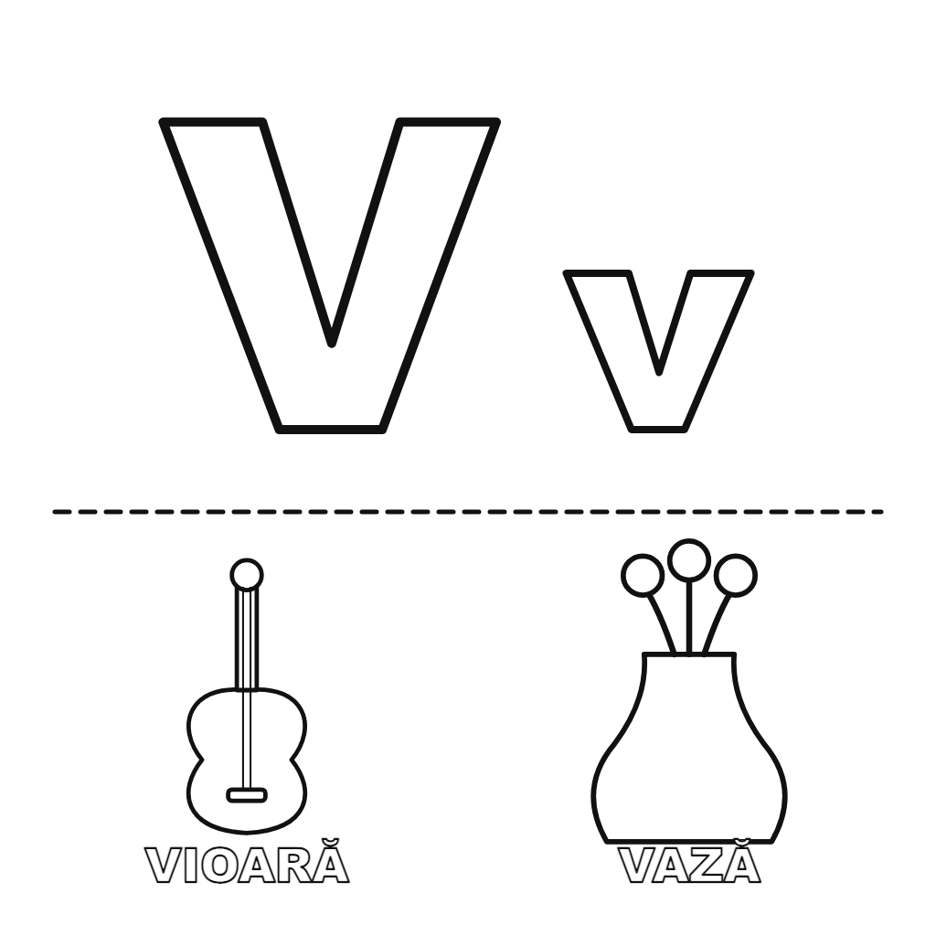 Litera V de la Vioară și Vază
