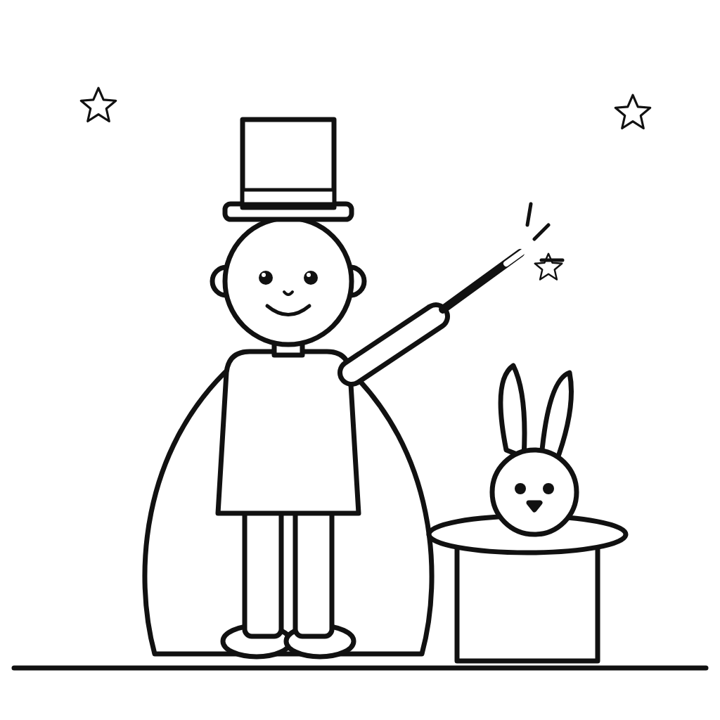 Magician cu iepurele din joben