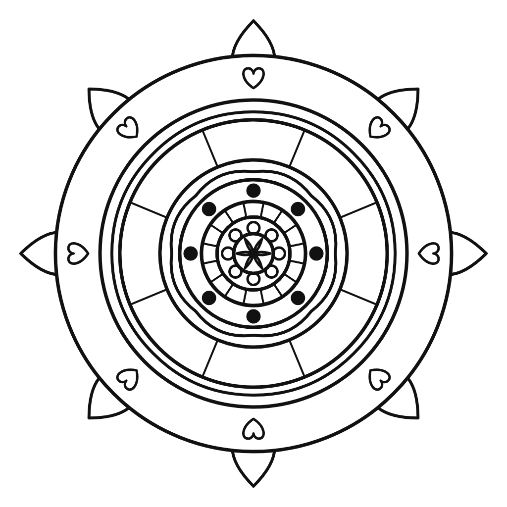 Mandala cu cercuri și zigzaguri