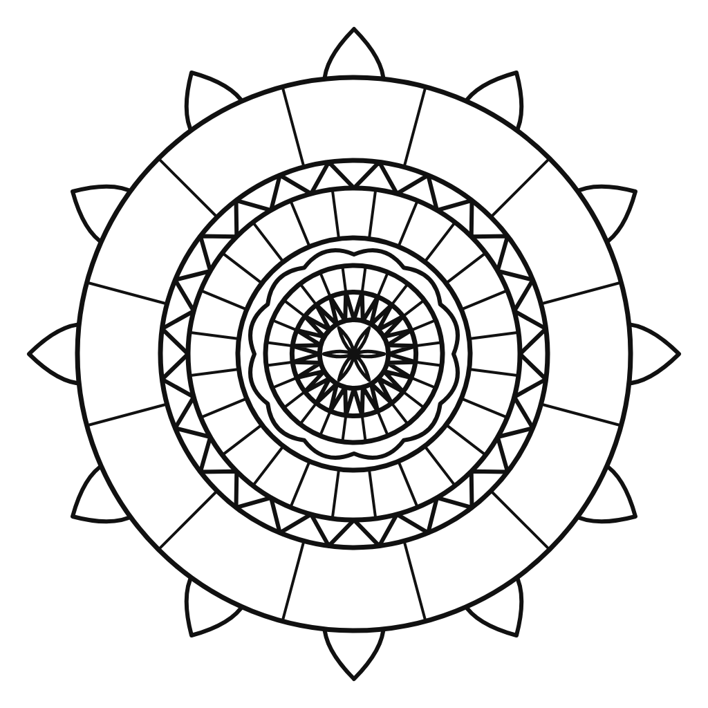 Mandala cu petale și inimioare