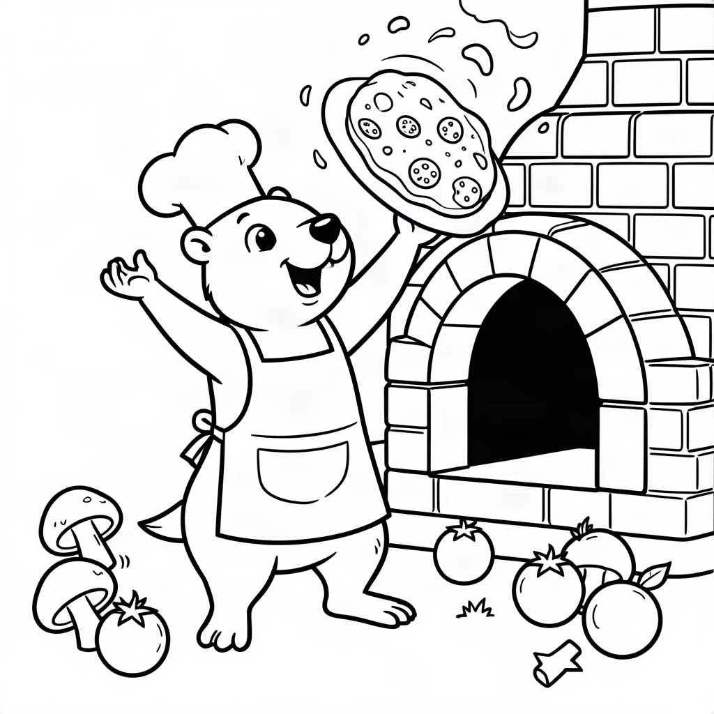 Marmotă bucătar pregătind o pizza
