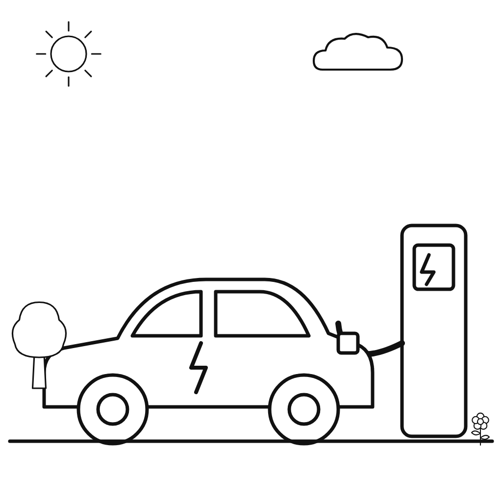 Mașină electrică la stația de încărcare