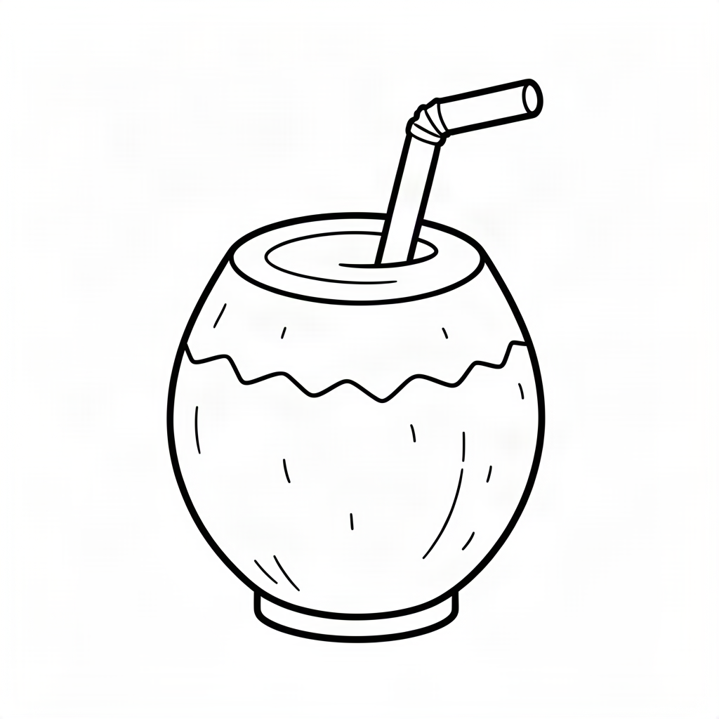 Nucă de cocos cu pai