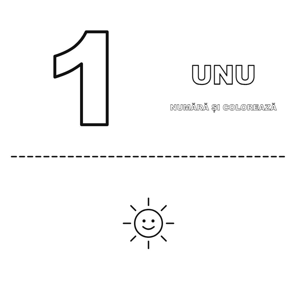 Numărul 1: numărăm și colorăm