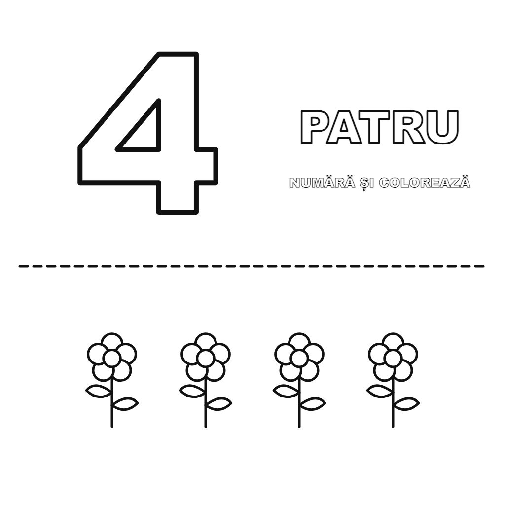 Numărul 4: numărăm și colorăm