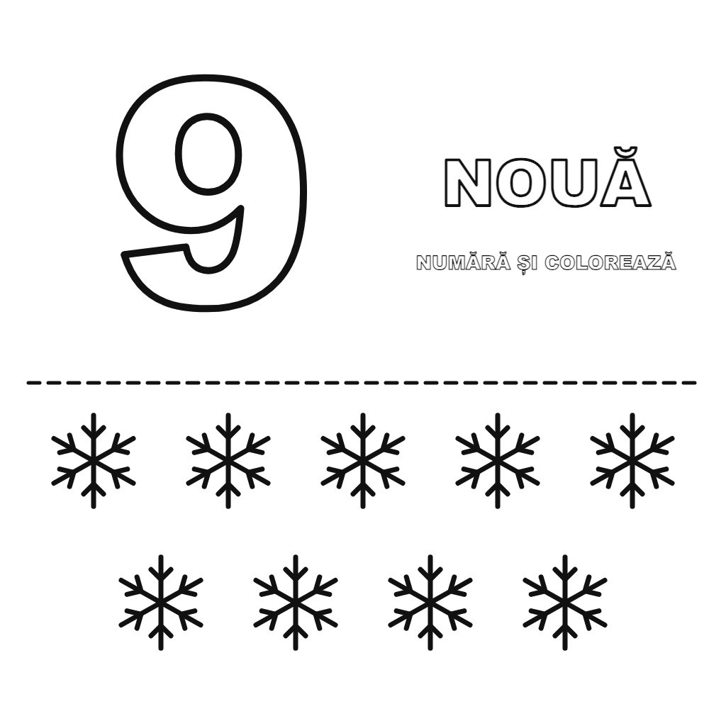 Numărul 9: numărăm și colorăm