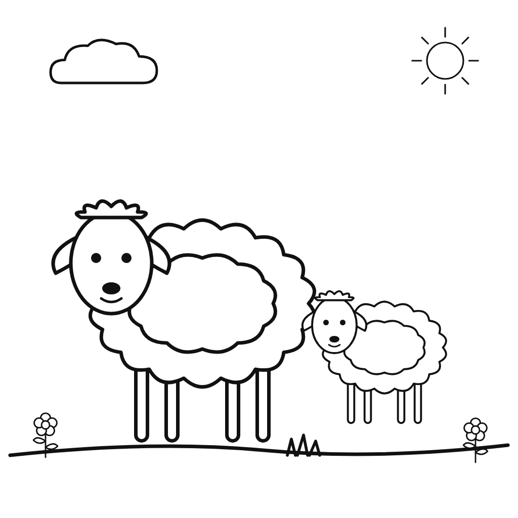 Oaie pufoasă și mielușelul ei