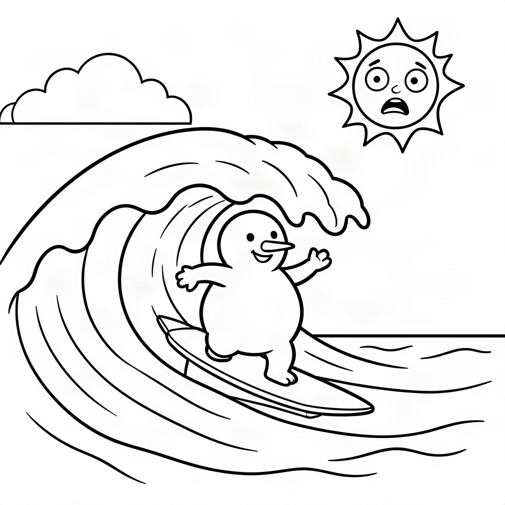 Om de zăpadă făcând surf