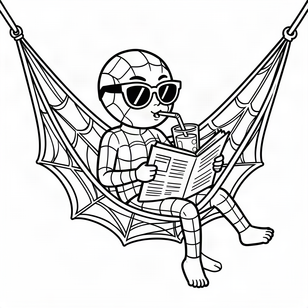 Păianjen relaxat în hamac de pânză