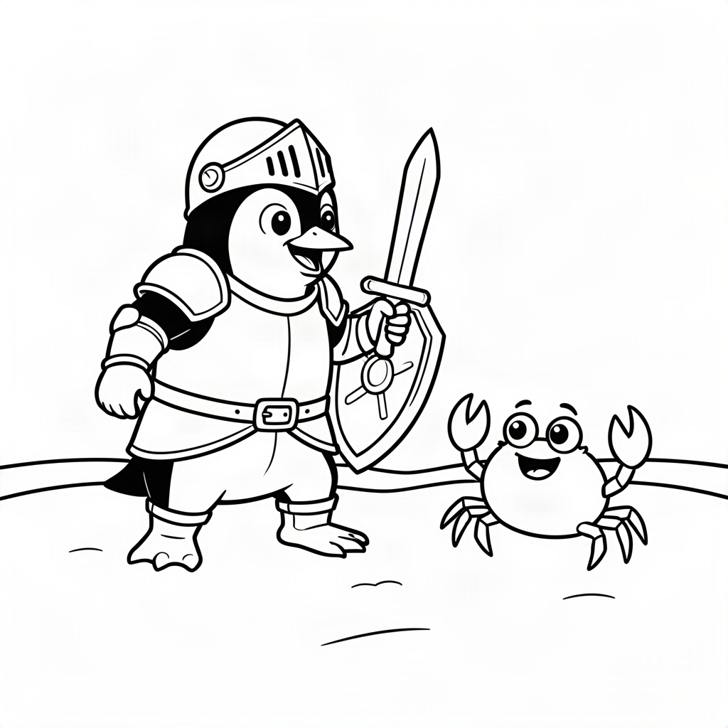 Pinguin cavaler luptându-se cu un crab