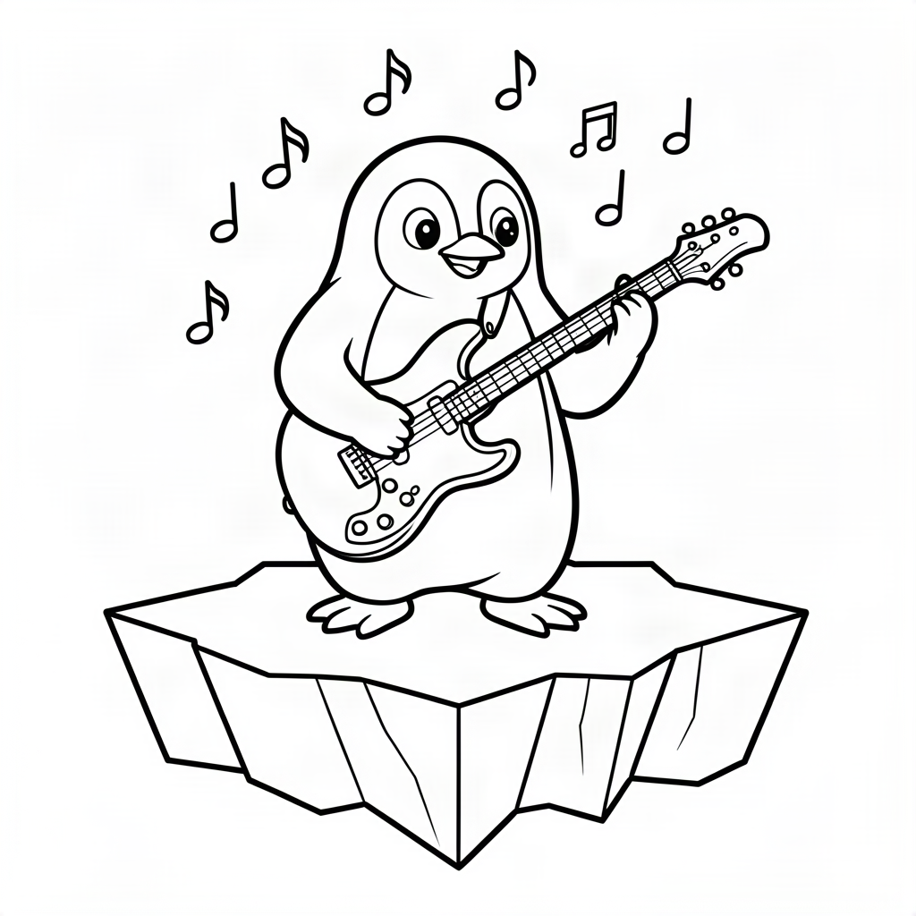 Pinguin chitarist pe aisberg