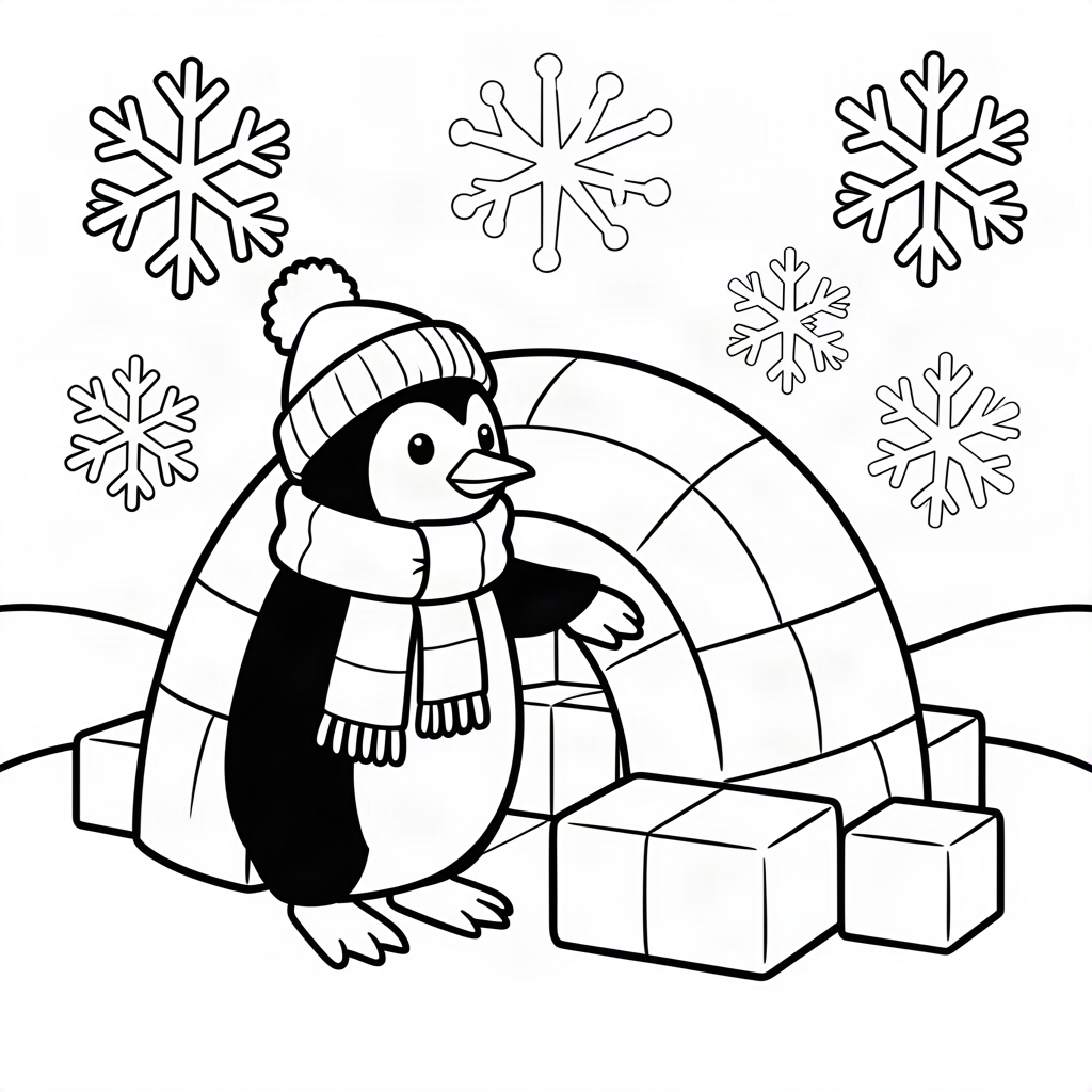 Pinguin construind un iglu