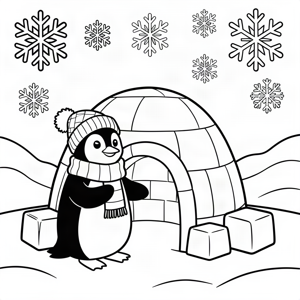 Pinguin construind un iglu