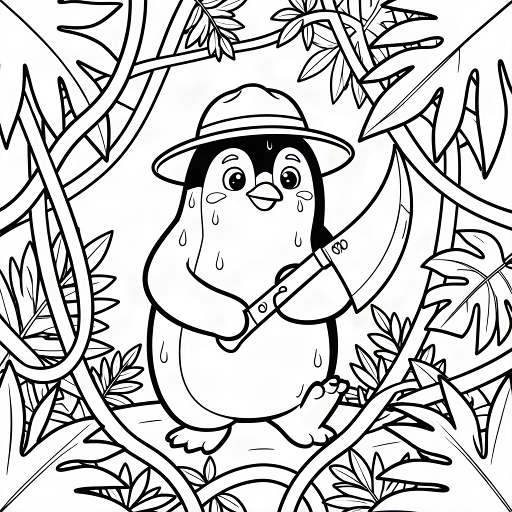 Pinguin explorator în junglă