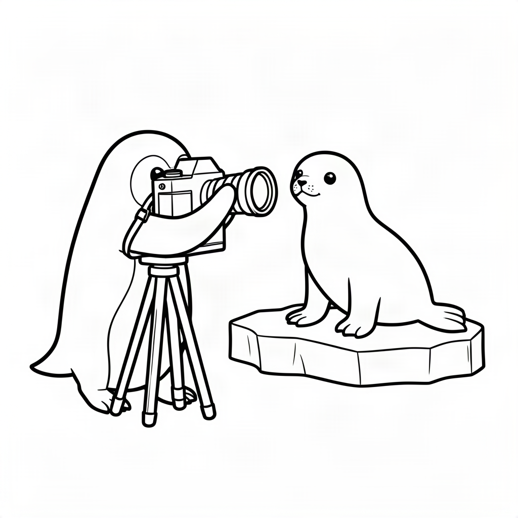Pinguin fotograf pozând o focă