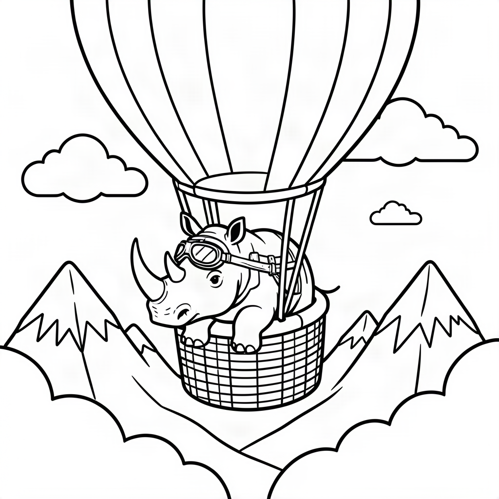 Rinocer aviator în balon