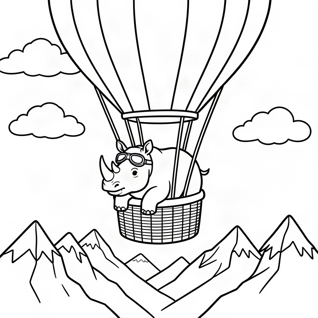 Rinocer aviator în balon