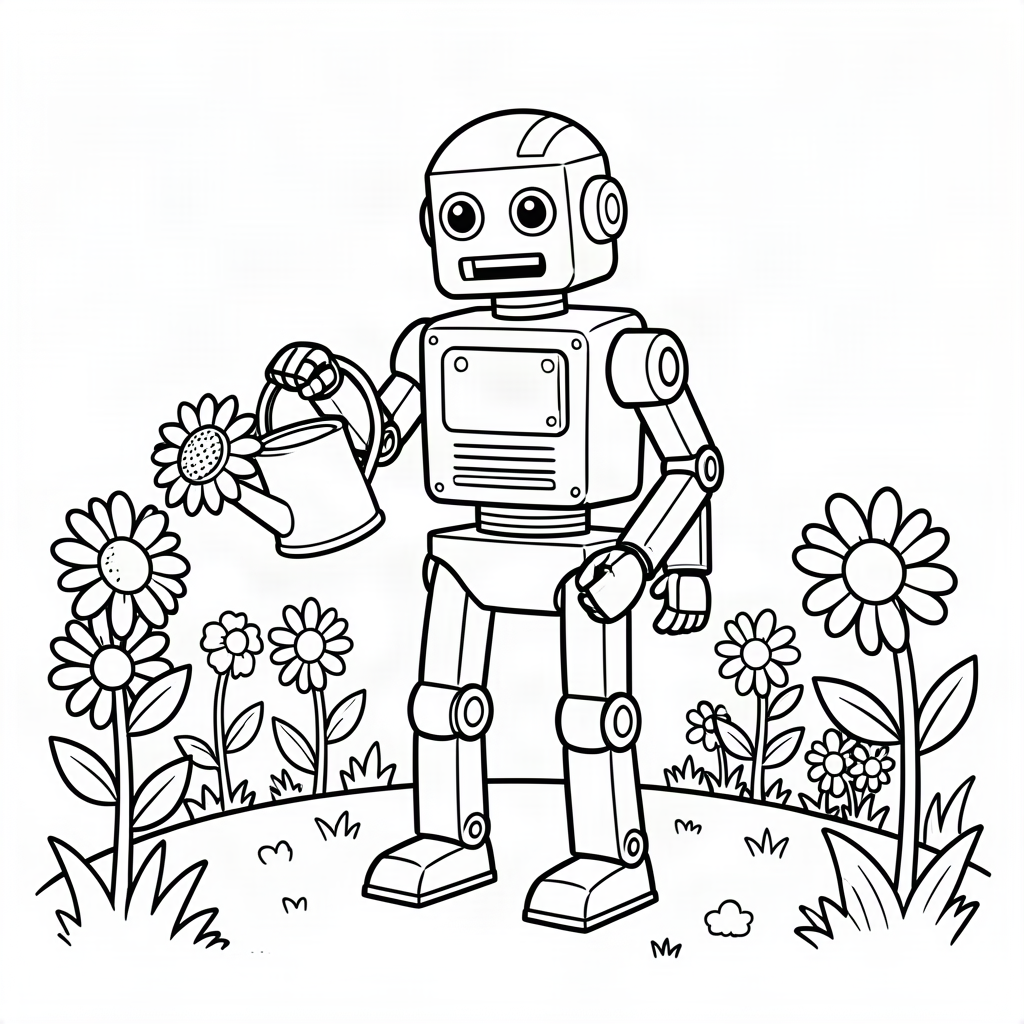 Robot mecanic udând florile