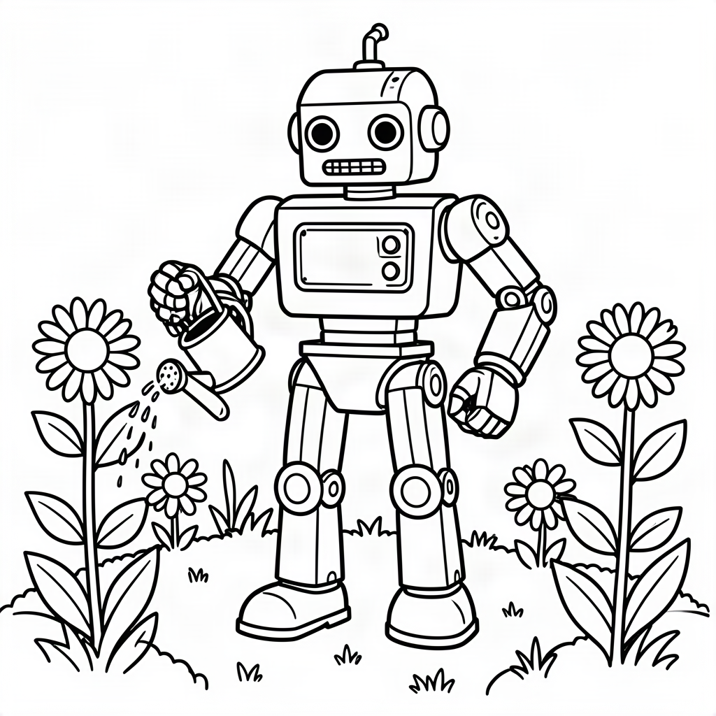 Robot mecanic udând florile