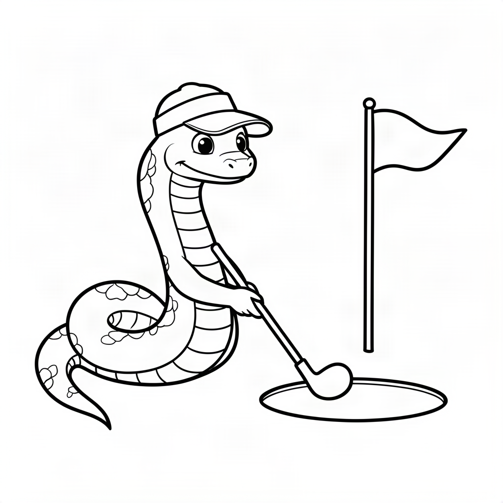 Șarpe jucând golf la gaură