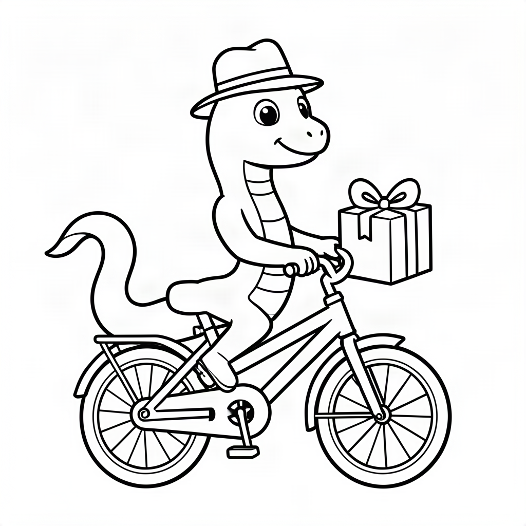 Sarpe poștaș livrând un pachet pe bicicletă