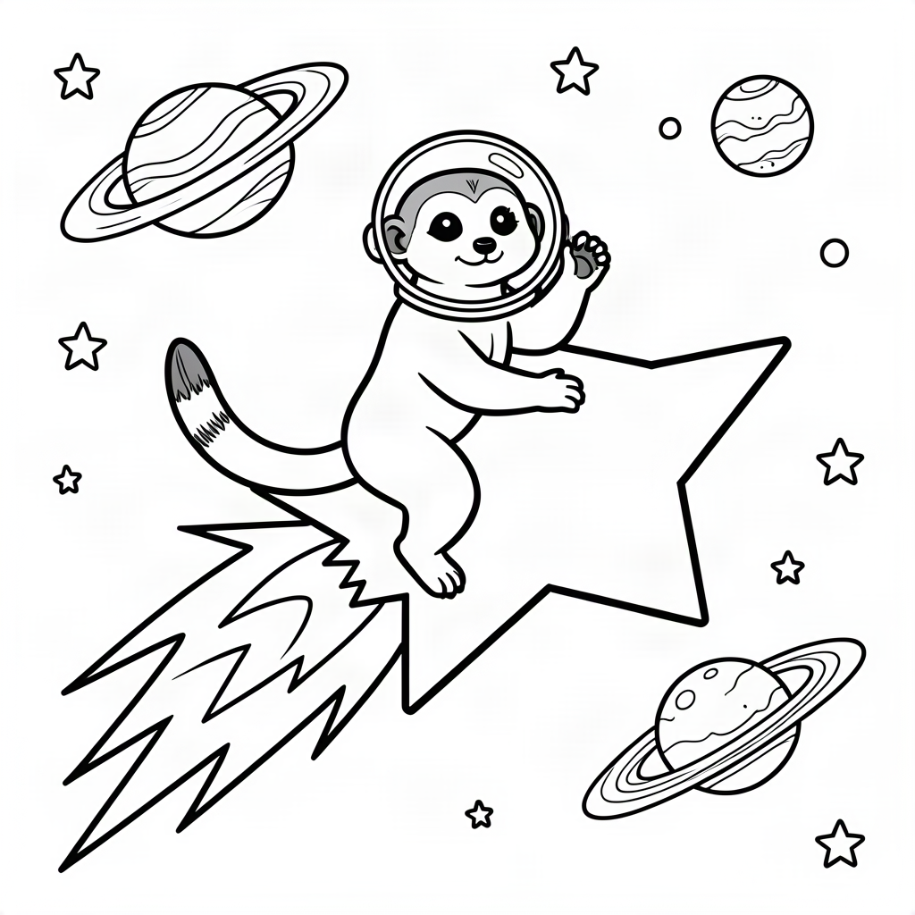 Suricată astronaut pe o stea căzătoare