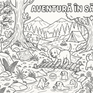 Aventura în Sălbăticie: Planșă de Colorat