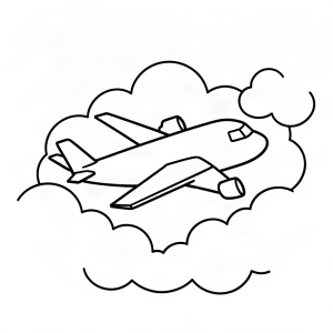 Avion zburând printre nori