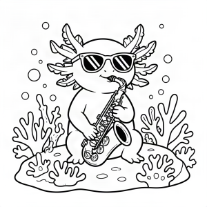 Axolotl cântând la saxofon