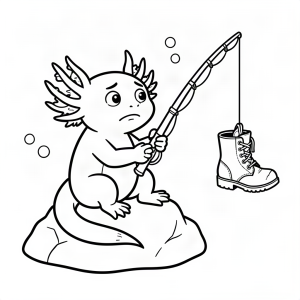 Axolotl pescar prinzând o cizmă