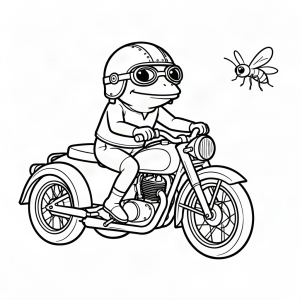 Broască pe o motocicletă retro