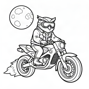 Bufniță motociclist pe o rachetă