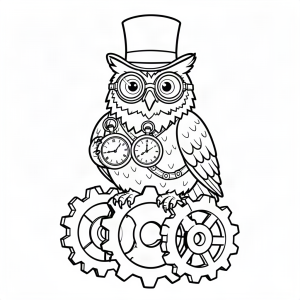 Bufniță steampunk cu ceas de buzunar