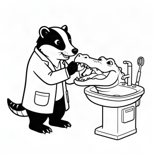 Bursuc dentist și pacientul crocodil
