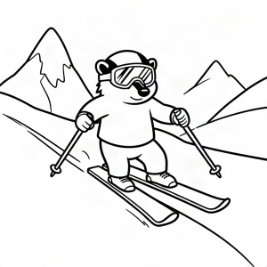 Bursuc la ski pe pârtia alpină