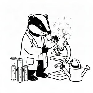 Bursuc savant într-un laborator de botanică