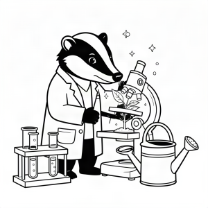 Bursuc savant într-un laborator de botanică