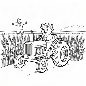 Câine corgi la volanul unui tractor