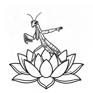 Călugăriță exersând Tai Chi pe o floare