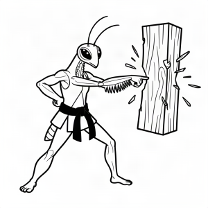 Călugăriță karateka spărgând o scândură