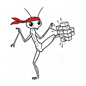 Călugăriță ninja spărgând cărămizi