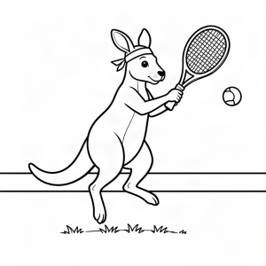 Cangur jucând tenis de câmp