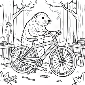 Castor construind o bicicletă din lemn