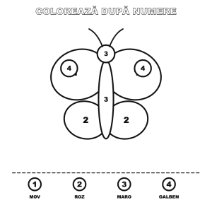 Colorează după numere: Fluture