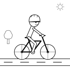 Copil cu cască pe bicicletă