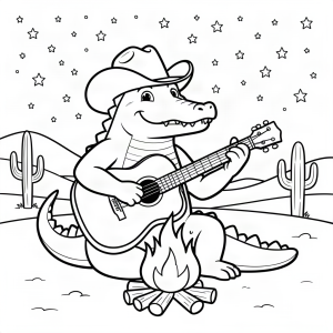 Crocodil cowboy la un foc de tabără
