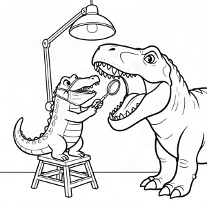 Crocodil dentist examinând un T-Rex