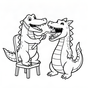 Crocodil dentist periind dinții dragonului