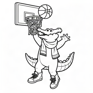 Crocodil jucând baschet